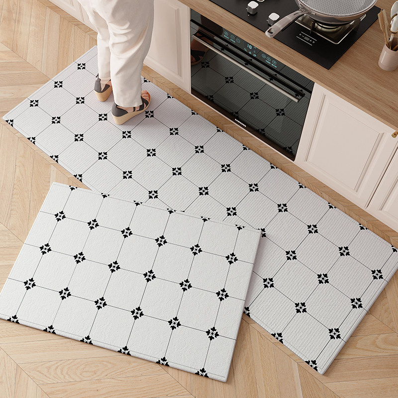 厨房地垫防滑吸水2026新款轻奢高级法式花砖防油耐脏专用垫子地毯,居家布艺,厨房地垫,淘宝优惠券,粉丝福利购,淘宝优惠卷