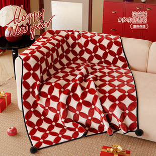 ins风加厚冬季法兰绒毛毯节日场景布置装饰沙发盖毯办公室披肩毯