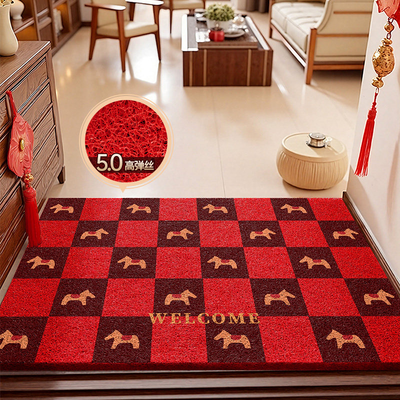 卡通马年红色入户门地垫新款喜庆防滑除尘耐磨脚垫玄关大门口地毯,居家布艺,入户地垫,淘宝优惠券,粉丝福利购,淘宝优惠卷