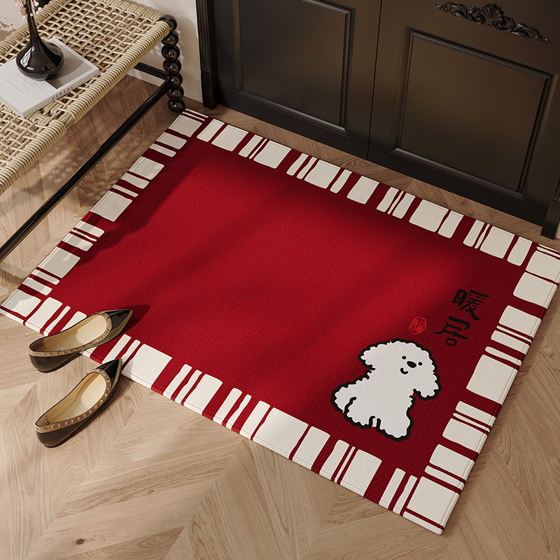 新款卡通红色耐脏洗防入户门地垫