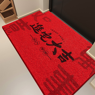 入户门地垫2025新款 进宅红色丝圈玄关地毯进门大门口耐脏蹭土脚垫