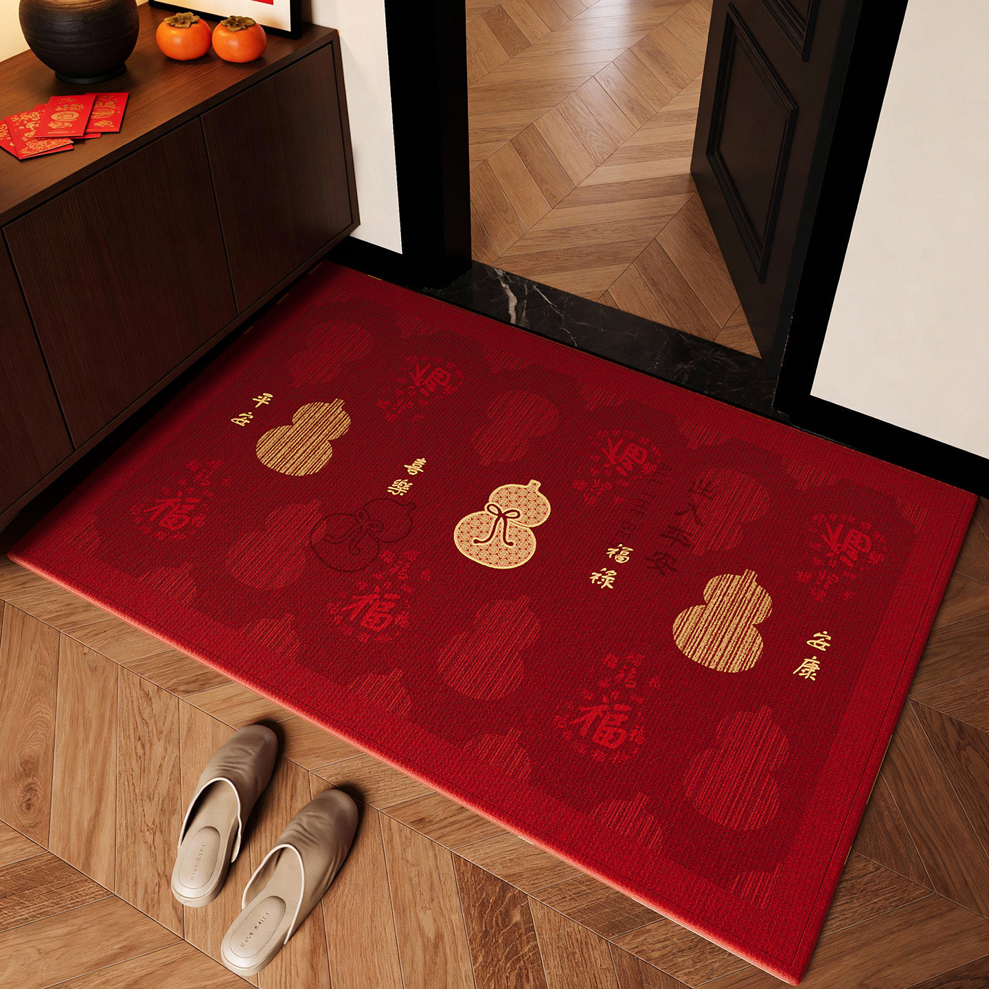 新年入户门地垫2026新款红色高级防滑除尘耐磨脚垫玄关大门口地毯,居家布艺,入户地垫,淘宝优惠券,粉丝福利购,淘宝优惠卷