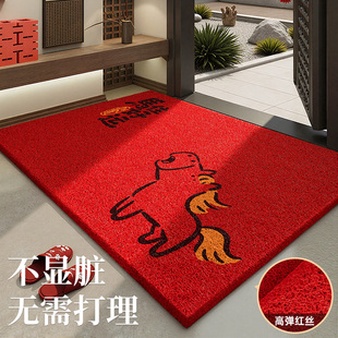 高端入户门地垫玄关进门口蹭土脚垫门外新年喜庆红色丝圈地毯门垫