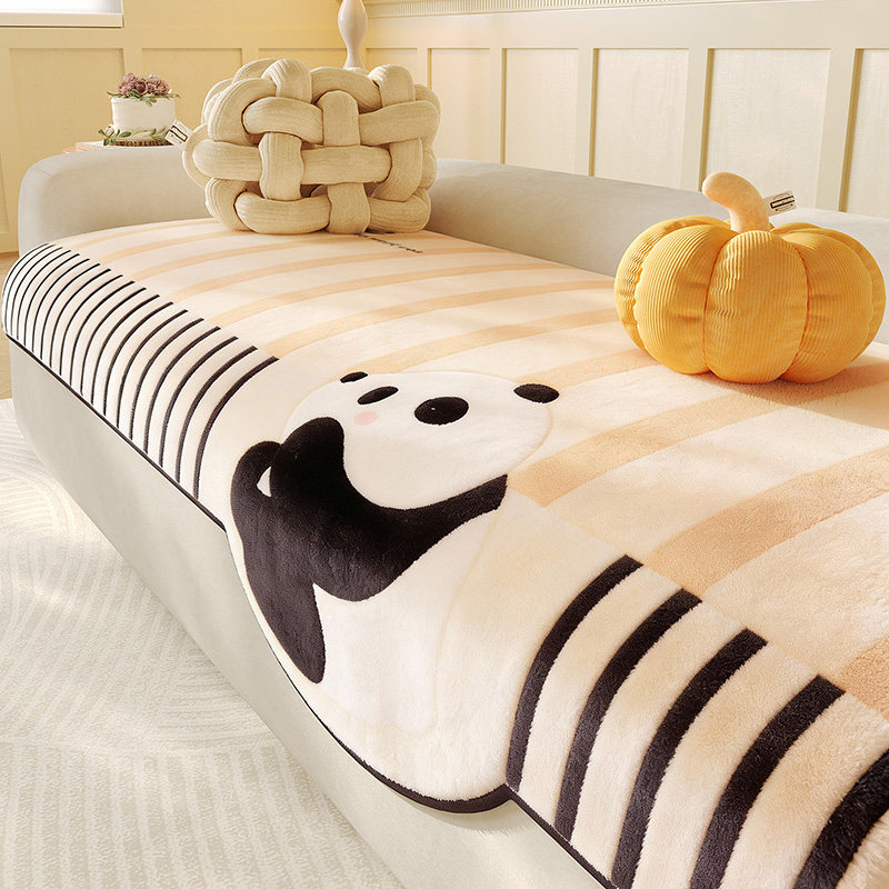 2026新款卡通异形沙发垫冬季毛绒通用固定防滑皮沙发专用座垫套罩