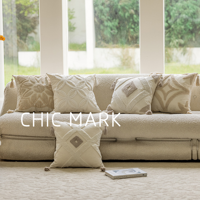 北欧ins风簇绒抱枕圈绒抱枕套