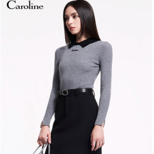 CAROLINE/卡洛琳国内代购2025冬季新羊毛混纺修身针织衫ERC6M01B