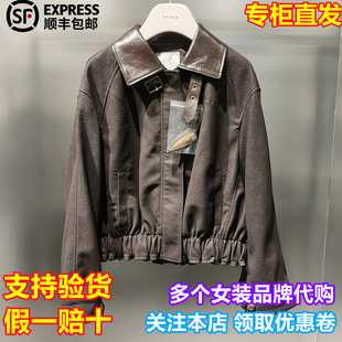 REVAN/芮范国内代购2025冬新休闲翻领拉链松紧收腰外套RL90105081