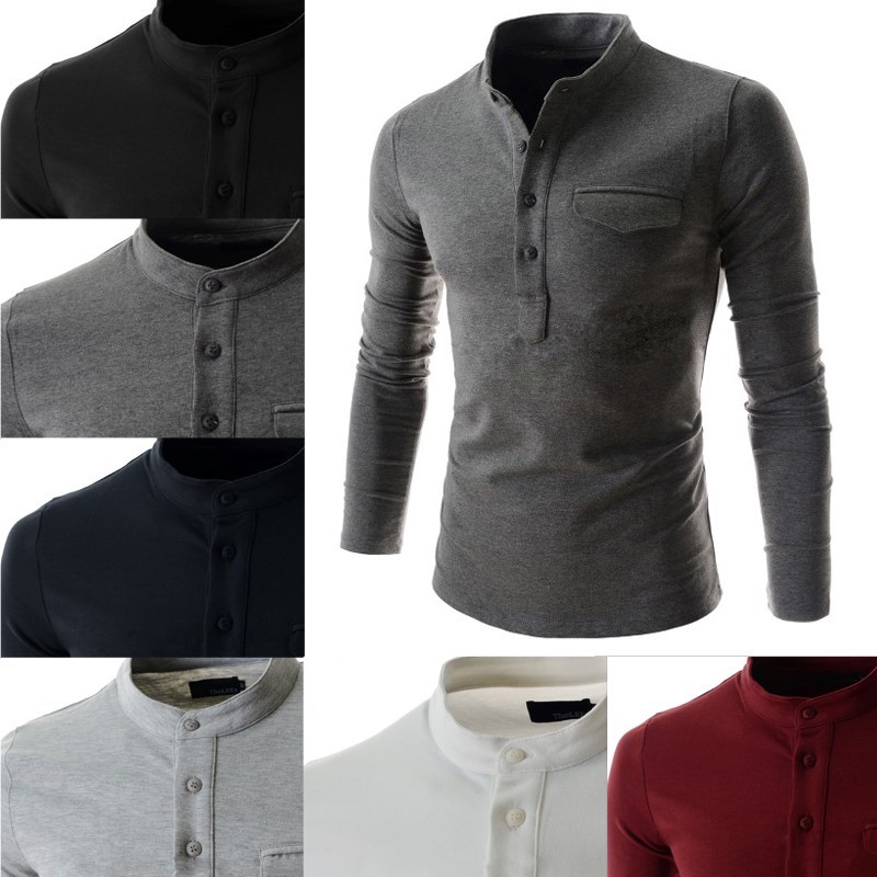 Men long sleeve t-shirt man casual slim cotton polo shirts