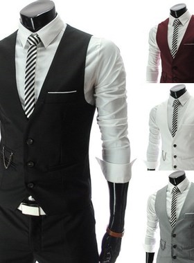 Men Slim Suit Vests Male Business Casual Vest Men Waistcoat