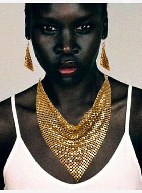 欧美时尚亮珠片三角巾丝