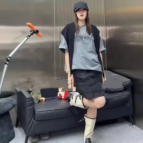 韩版简约百搭字母印花短袖T恤