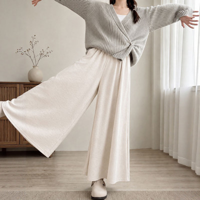 糯米裙裤女早秋穿搭2026新款高腰垂感小个子宽松慵懒松弛感阔腿裤