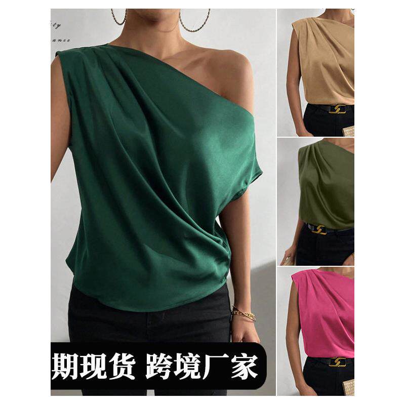 Satinshirt春季欧美女缎