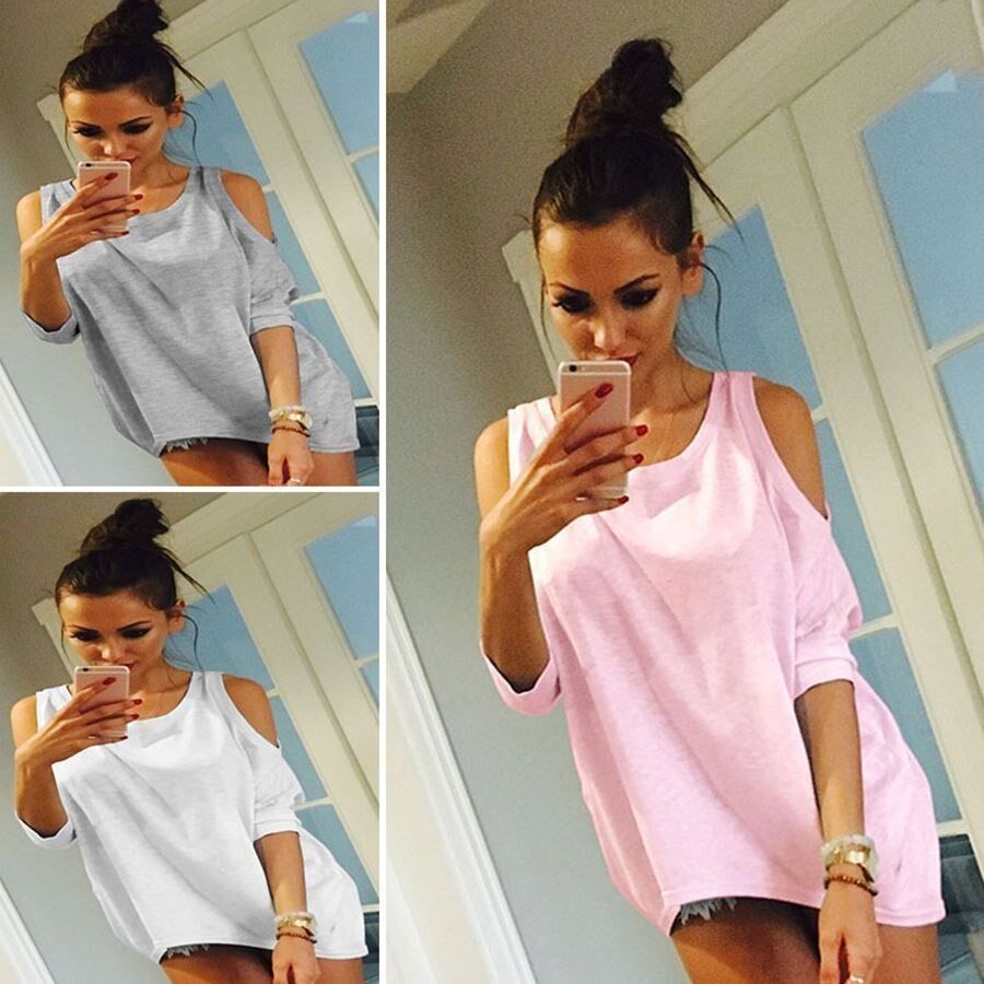 外贸妇女T恤T-shirt off shoulder strap loose tops blouse
