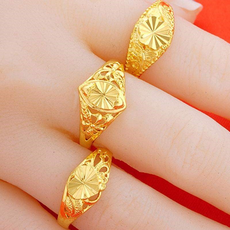 Open car flower 24K brass gold plated female ring24K镀金戒指