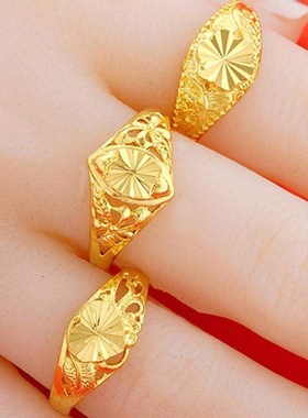 Open car flower 24K brass gold plated female ring24K镀金戒指
