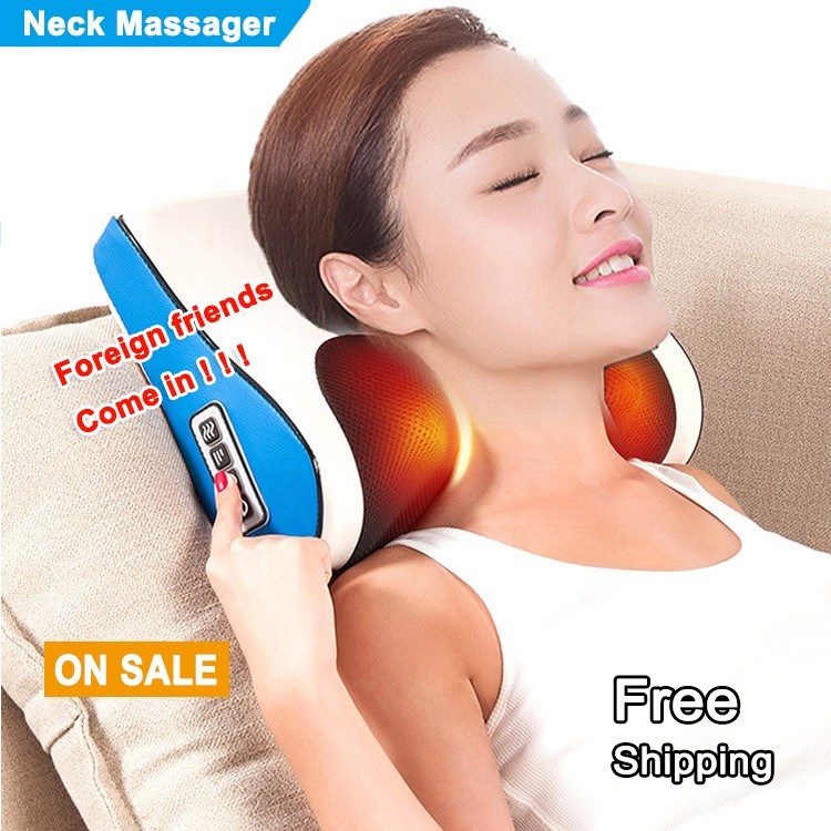 Electric Neck Massager Pillow Back Waist Massage 颈椎按摩枕