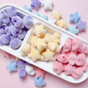 彩色可爱植绒五角星散珠diy手机链钥匙扣串珠笔头绳手链饰品配件