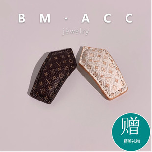 简约经典老花bb夹发夹女2025新款高端发饰侧边夹子碎发夹黑白两色