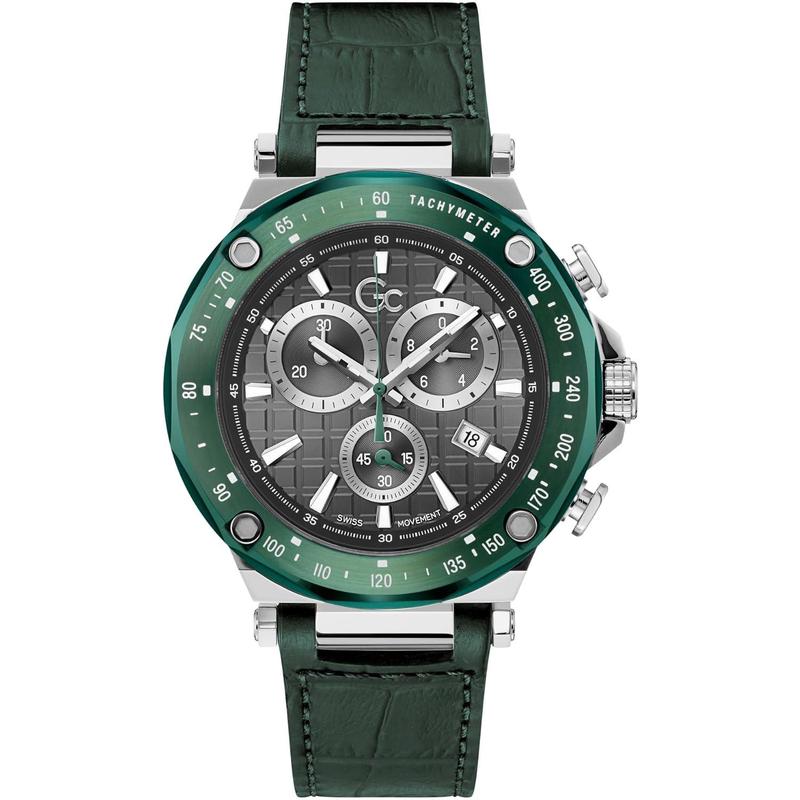 代购GUESS男士腕表计时日期测速夜光绿色皮带钢壳鳄鱼纹商务运动
