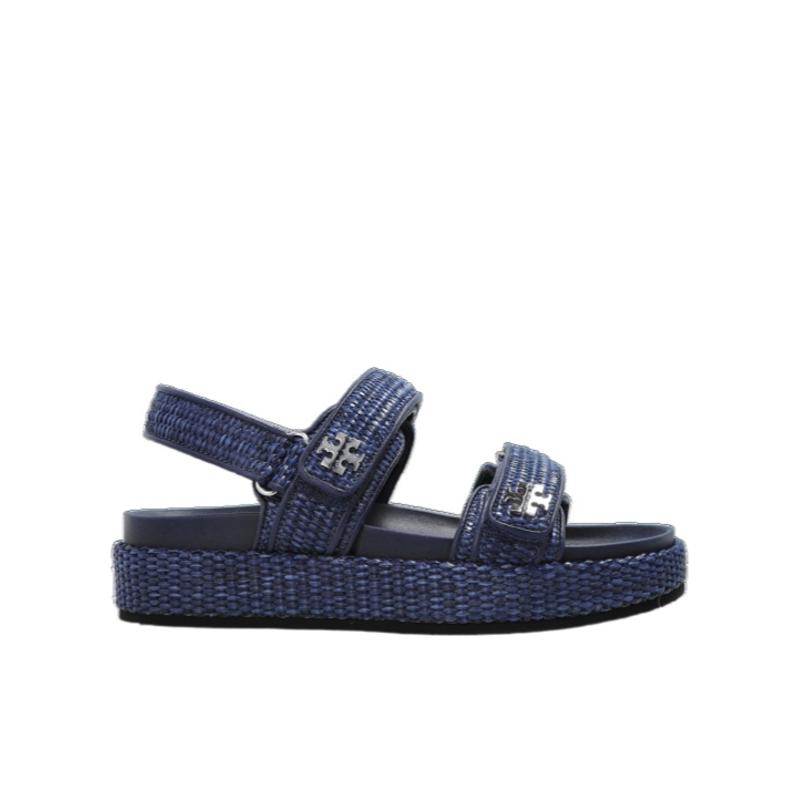 Tory Burch/汤丽柏琦厚底凉鞋女款增高稳定露趾双绑带魔术贴调节