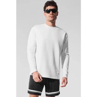 代购ALO YOGA男士运动长袖宽松版型柔软触感透气舒适易打理白色