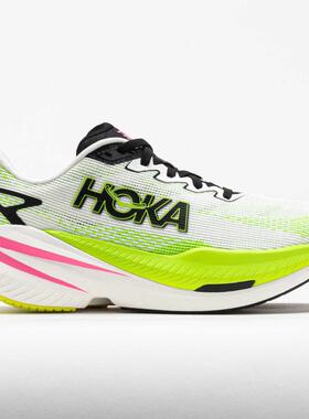 代购Hoka OneOne女士跑步鞋透气轻量回弹速度训练跑鞋白色荧光绿