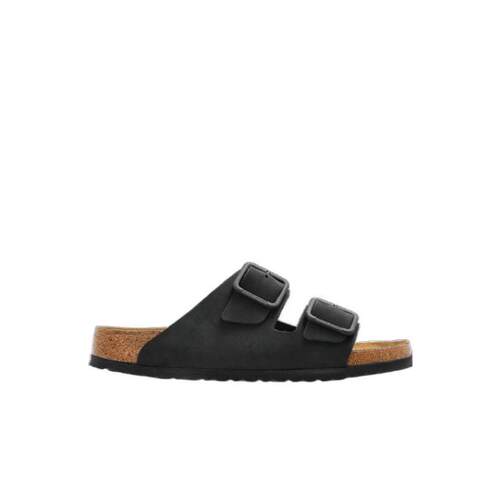 代购Birkenstock男士拖鞋透气软底轻便舒适黑色双扣平跟露趾休闲
