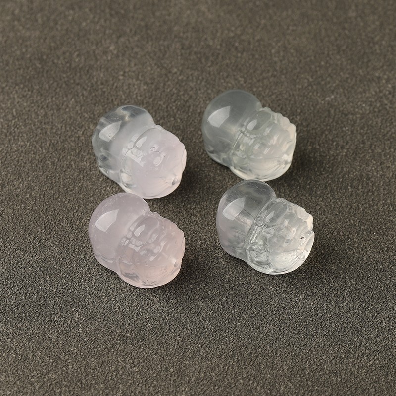20257A天然粉白萤石貔貅散珠手串女士diy手工手链项链水晶多宝配