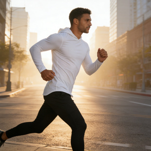 氨纶棉纯色撸铁比备长袖 连帽款 卫衣T 抗皱高弹不变形系列 多功能