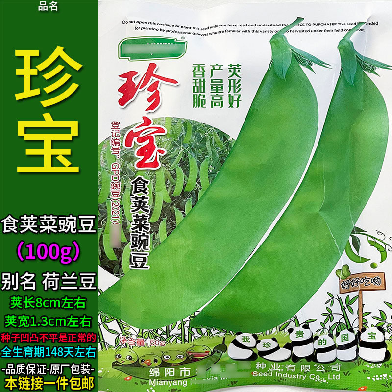珍宝菜豌100g豌豆荚别名荷兰豆种子孑籽青豌豆米麦寒雪甜豆毕麻累