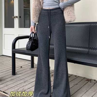 【四季青爱丽批发】冬季新款韩系休闲百搭加绒加厚喇叭裤ALS-1228