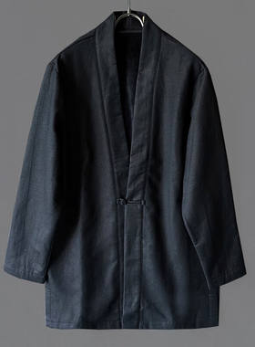 希柏诗道袍居士服秋冬棉麻加绒汉服男款开衫中式潮流男休闲宽松复