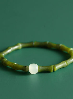 卓麦原创【天青】橄榄玉石竹节手链手串民族国潮风复古手绳男女礼