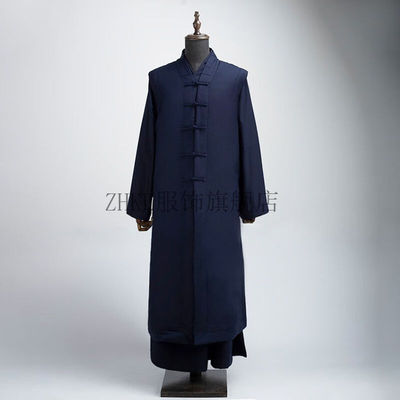 ZKHE道袍冬季道士服装男长短马甲道服高功长款加绒马甲法衣道家坎