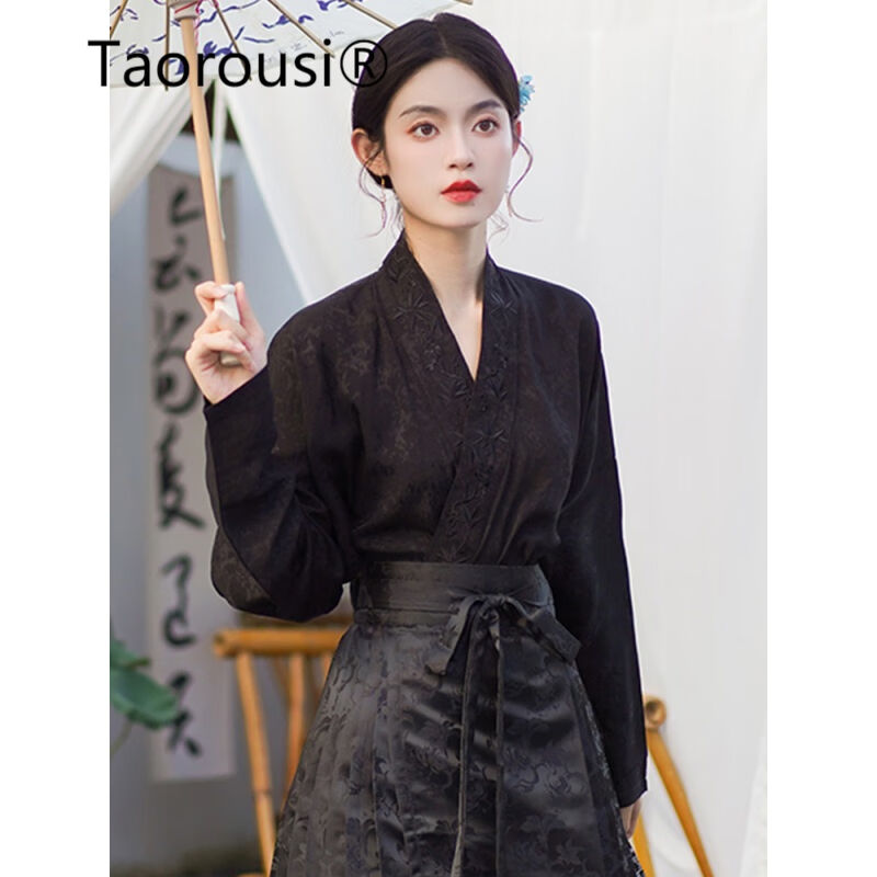 TAOROUSI秋冬季新款连衣裙女装古风新中式改良汉服上衣马面裙全套