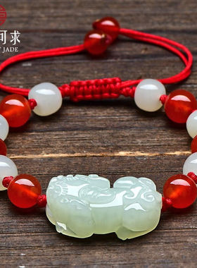 可玉可求新年礼物和田玉貔貅手链男女款貔貅手串玉石和田玉手串珠