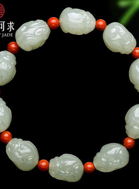 可玉可求新年礼物和田玉手链男女款玉貔貅手链玉石手串可做手持【