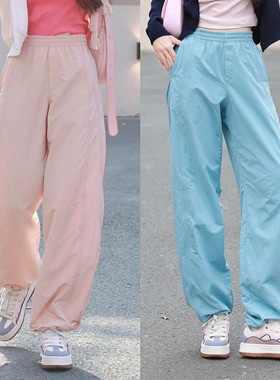 优优女装2025春款休闲运动裤防晒吸汗速干工装伞兵阔腿裤E475820