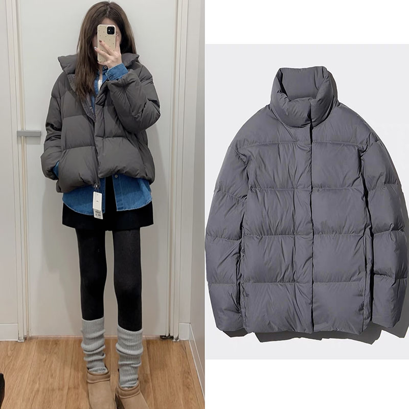 优优女装立领廓形蓬松羽绒茄克/科技保暖外套云感羽绒服E469901