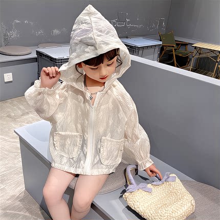 款蕾丝儿童空调衫外套连帽防晒衣女童轻薄夏季新款宝宝透气皮肤衣