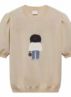 预.售2026年春季棉混纺圆领泡泡袖针织衫短袖上衣2K1EE66