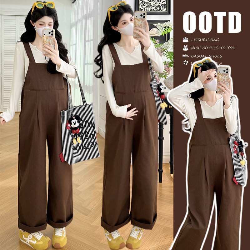 孕妇装春秋背带裤套装2026新款休闲百搭V领针织宽松背带裤套装,孕妇装/孕产妇用品/营养,套装,淘宝优惠券,粉丝福利购,淘宝优惠卷