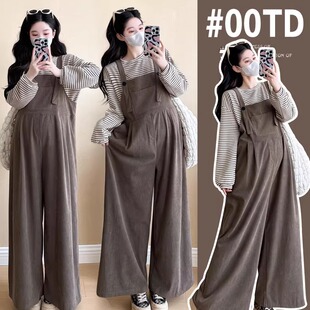 孕妇装秋冬款灯芯绒背带裤套装2025新款孕期减龄高级感穿搭两件套