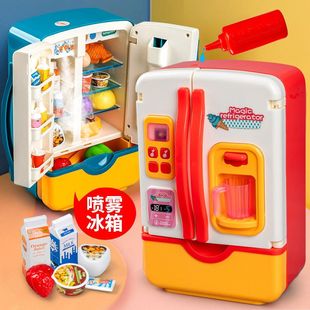 儿童益智玩具仿真双开门电冰箱喷雾带灯光音效幼儿园奖励小礼品