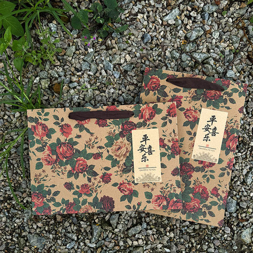 女装店手提礼品袋玫瑰花服装纸袋