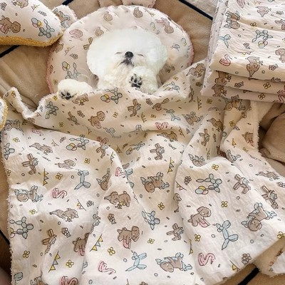 小狗狗专用小被子枕头小体泰迪比熊犬毯子毛毯狗窝垫秋冬季空调被