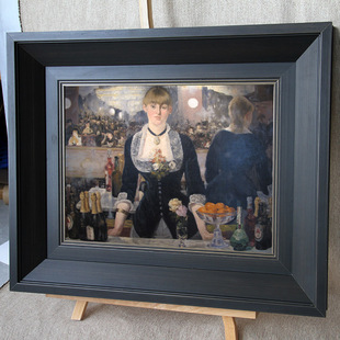 实木油画框外框黑咖啡拉丝厚重大气简约条子画框装裱宽度9.3厘米