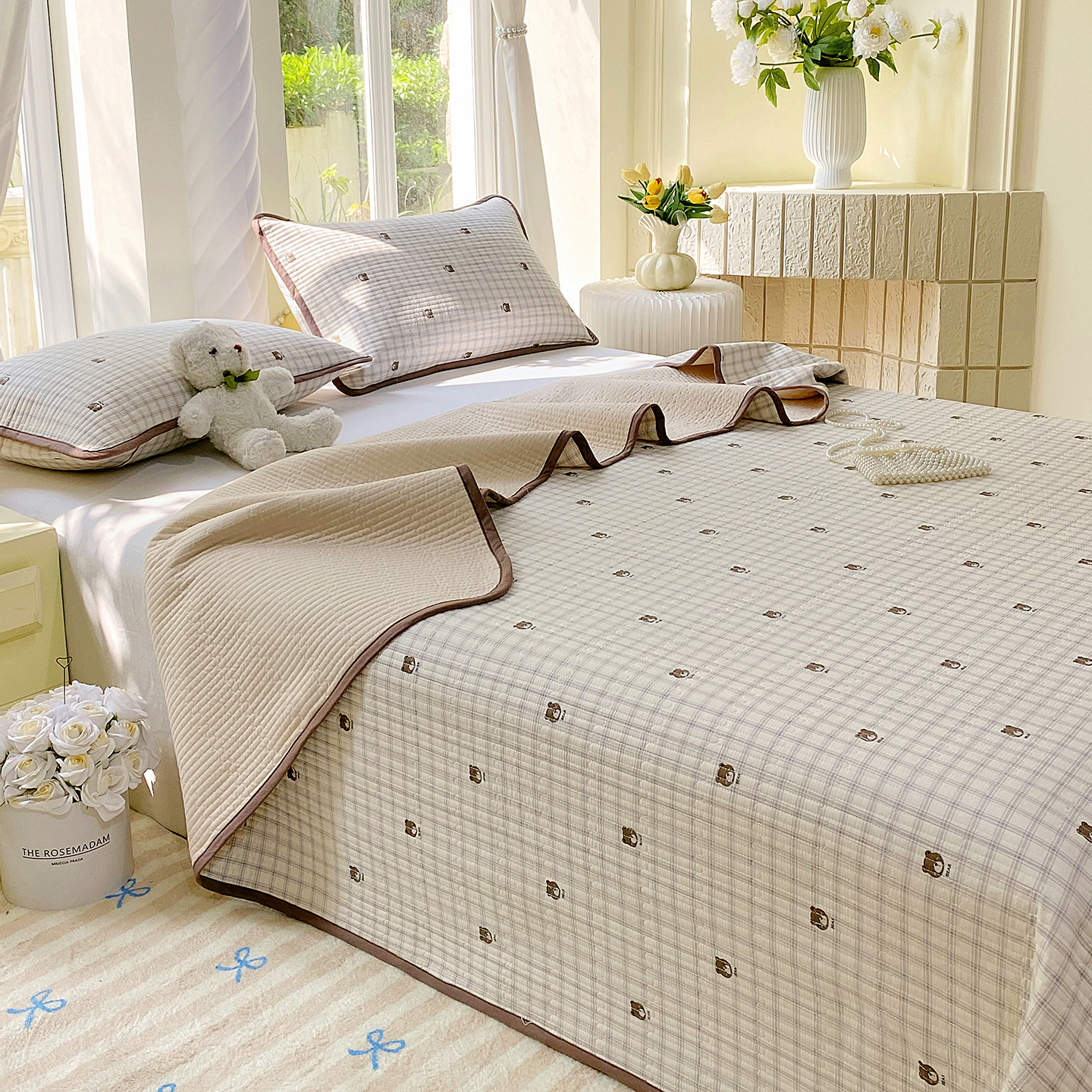 A类全棉床盖三件套单人床