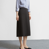 CHICBLISS 气质高腰显瘦通勤后开叉包臀A字裙女 黑色半身裙女新款